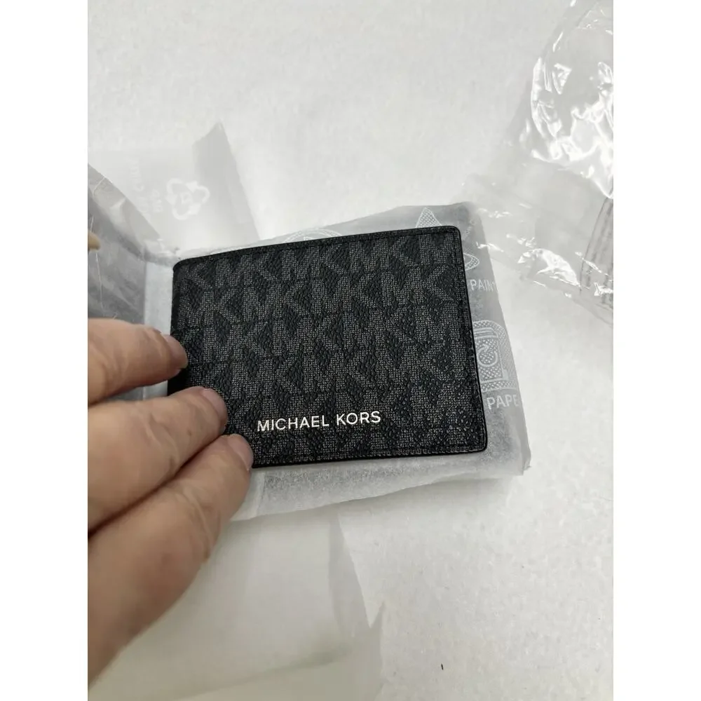 Michael Kors 2 Piece Cooper Logo Passcase Adm/PL Blue Wallet MSRP $198 NEW